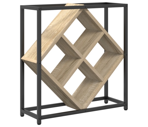 Vīna Plaukti Sonoma Ozols, Melns Skaidu Plātne, Metāls Vidējs Vidaxl