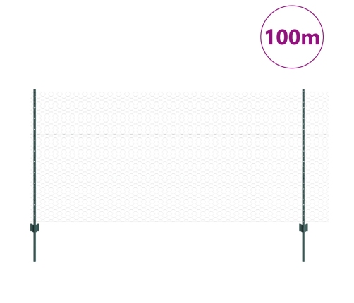 Vidaxl Žogu Stabi 11 Gab U-Kanāls Zaļš 120 Cm Tērauds,  Sešstūra Žogs Zaļš 1.2X100 M Tērauds Vidaxl