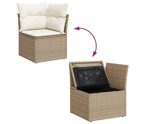 10 Gabalu Dārza Dīvānu Komplekts Ar Spilveniem Bēšs Poli Rotangpalma Akācija Vidaxl