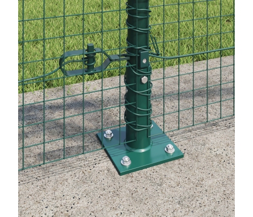 Zaļais Savilktais Metāla Žogs Ar 13 Flanged Stabiem 0.8X50 M Tērauds Vidaxl