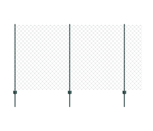 Ķēdes Žogs Ar 10 U Stabiem Zaļā 1.4X10 M Tērauda Vidaxl