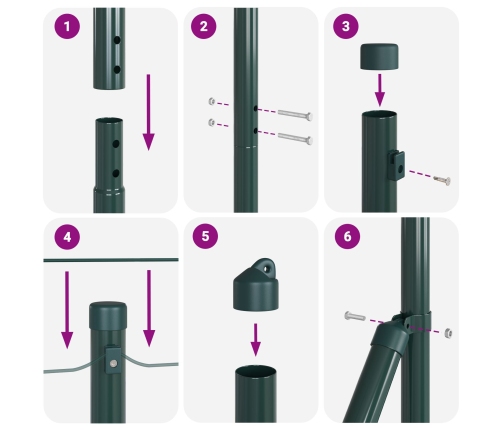 Žoga Stabu Komplekts  2 Gabali Zaļš Tērauds, Pvc 10 X 1 M Vidaxl