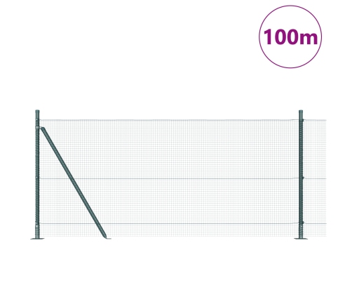 Vidaxl Savilktā Stieņu Žogs Ar 13 Flangām Zaļš 1X100 M Tērauds