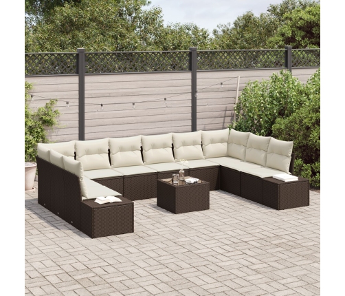 10 Daļu Dārza Dīvānu Komplekts Ar Spilveniem Pelēka Poli Ratanpalma Vidaxl