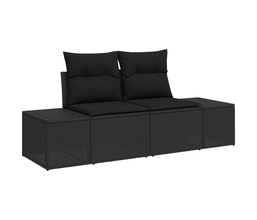 10 Elementu Dārza Dīvānu Komplekts Ar Spilveniem Melnā Poli Rotangpalmas Un Akācijas. Vidaxl