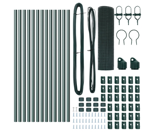 Zaļais Pvc Pārklātu Žogu Stabu Komplekts 2 Gabali 25 X 0.5 M Vidaxl