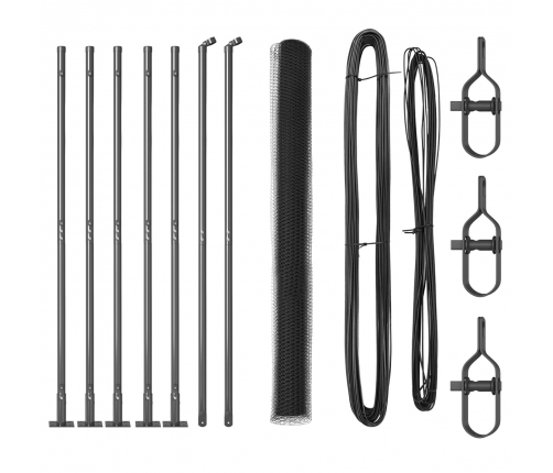 Vidaxl Sešstūra Žogs Pelēks 1.6X10 M Tērauds,  Žoga Stabi Ar Pamatplāksnēm 7 Gab Ā32Mm 88.5Cm Cinkots Tērauds Vidaxl