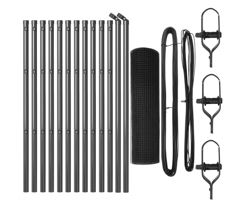 Welded Wire Fence Ar 13 Stabiem, Pelēks 0.6X25 M Tērauds Vidaxl