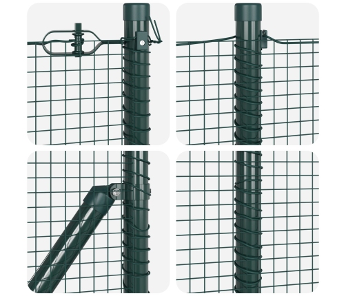 Zaļais Žoga Stabu Komplekts 2 Gabali Zaļš Metāls 10 X 1 M Vidaxl