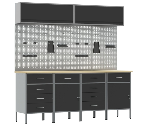 10 Gab. Darba Skapīšu Un Piespraudes Komplekts Melnā Mdf Un Metālā Vidaxl