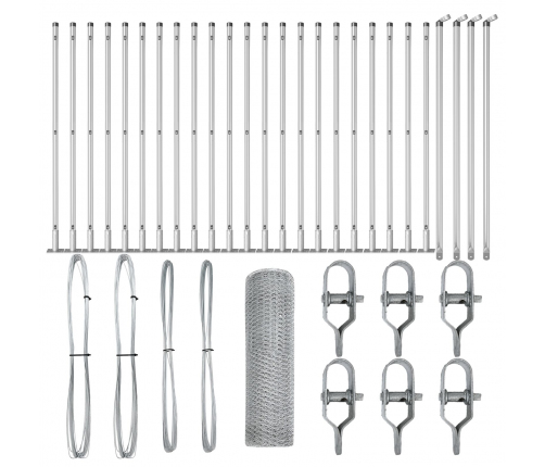 Vidaxl Sešstūra Žogs 0.4X50 M Galvanizēts Tērauds,  Žoga Stabi Ar Pamatplāksnēm 13 Gabali Ø32Mm 50Cm Galvanizēts Tērauds Vidaxl