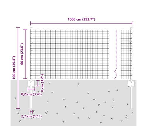 Zaļais Metinātais Stieples Žogs Ar 5 U Posteņiem 0.6X10 M Tēraudā Vidaxl