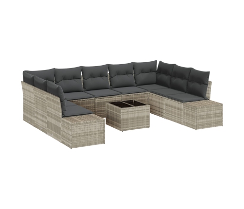 10 Daļu Dārza Dīvānu Komplekts Ar Spilveniem Gaiši Pelēkā Poli Rotangpalmas Vidaxl