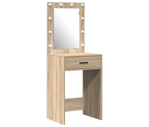2 Gabals Tualetes Galda Komplekts Ar Led Sonoma Ozola Inženierijas Koku Vidaxl