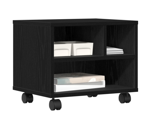 Vidaxl Printera Statīvs Ar Ratiņiem Melna Ozolkoka 41X32X34.5 Cm
