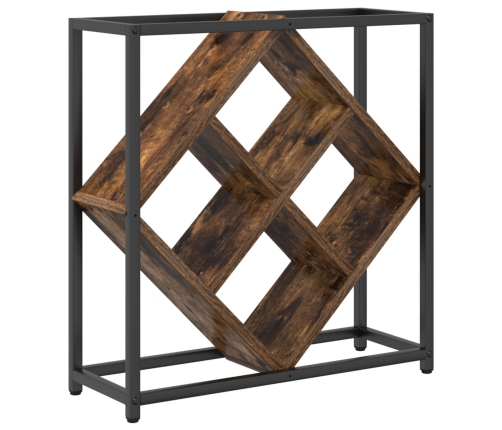 Vīna Statīvi Dūmots Ozols Metāla Rāmis Un Koka Plaukti Vidējs Vidaxl