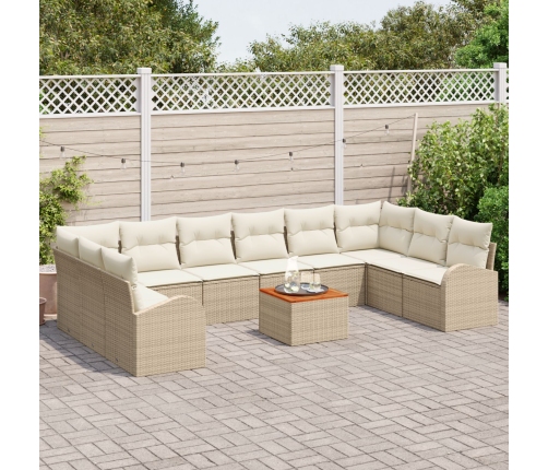 11 Gabalu Dārza Dīvānu Komplekts Ar Spilveniem Bēšs Polietilēna Rotangpalma Akācija Vidaxl