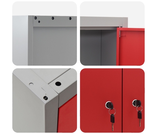 10 Gab. Darba Skapju Un Piekāršanas Komplekts Sarkanā Mdf Un Metāla Vidaxl