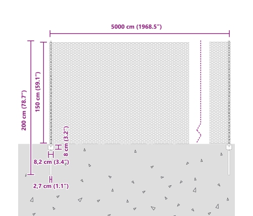 Vidaxl Žogu Stabi 22 Gab. U-Kanāls Pelēks 150 Cm Tērauds,  Sešstūra Žogs Pelēks 1,5X50 M Tērauds Vidaxl