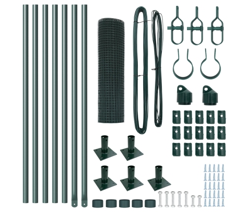Zaļā Metāla Žogu Stabu Komplekts 2 Gabali Zaļš Metāls 10 M Vidaxl