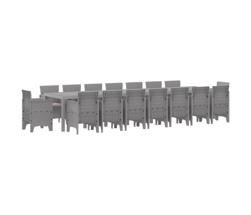 Vidaxl 17 Daļu Dārza Ēdamgalds Ar Spilveniem Gaiši Pelēks Polirafts, Vidaxl Dārza Galds Gaiši Pelēks 250X100X73 Cm Polirafts, Vidaxl Dārza Galds Gaiši Pelēks 150X100X73 Cm Polirafts,  Dārza Krēsli Ar Spilveniem 4 Gabali Gaiši Pelēks Polirafts Vidaxl