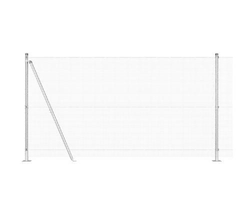 Savilktā Tīkla Žogs Ar 13 Flangētiem Stabiem 1.2X25 M Galvanizētais Tērauds Vidaxl