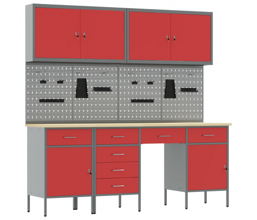 10 Daļu Rīku Komplekts Sarkanā Tēraudā Vidaxl