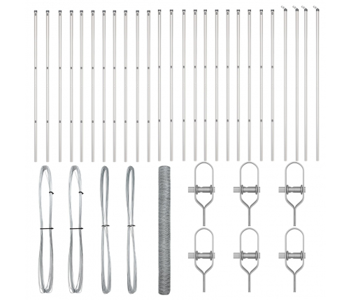 Vidaxl Sešstūra Žogs 1.6X50 M Galvanizēts Tērauds,  Žoga Stabi 13 Gab. Ø32 Mm 210 Cm Galvanizēts Tērauds Vidaxl