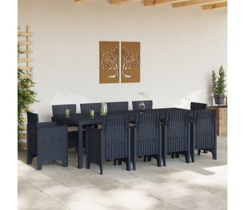 11 Daļu Dārza Ēdamistabas Komplekts Ar Spilveniem Antracīts Polietilēna Rotangpalma Vidaxl