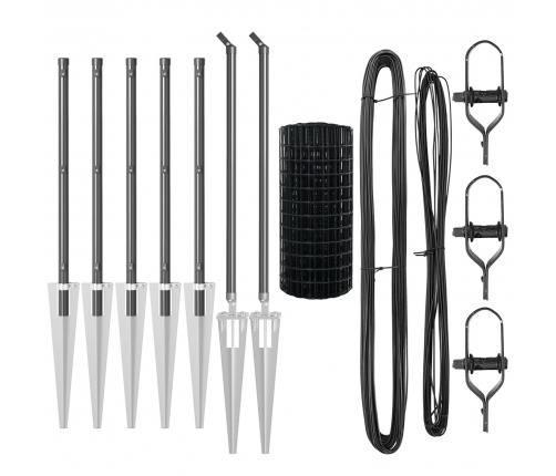 Vidaxl Eiro Žogs Ar 7 Uzgaļiem 0.6X10 M Cinkots Tērauds Pelēks