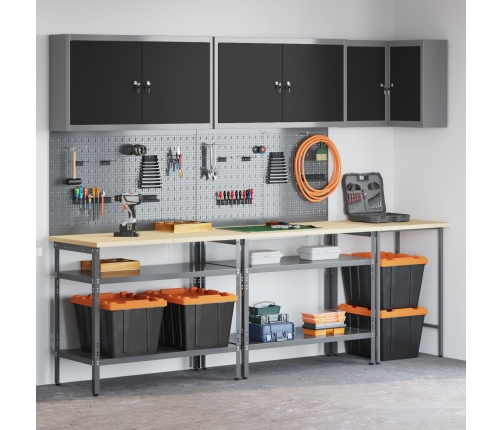 10 Gab. Rīku Glabāšanas Galda Komplekts Melnā Inženierijas Koka Un Metāla Vidaxl