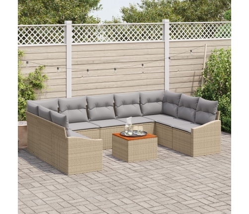 10 Gab Dārza Dīvānu Komplekts Ar Spilveniem Bēšs Polirašana Akācijas Koks Vidaxl