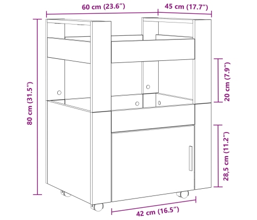 Virtuves Rati Artisan Oak 60X45X80 Cm Inženierijas Koks Vidaxl