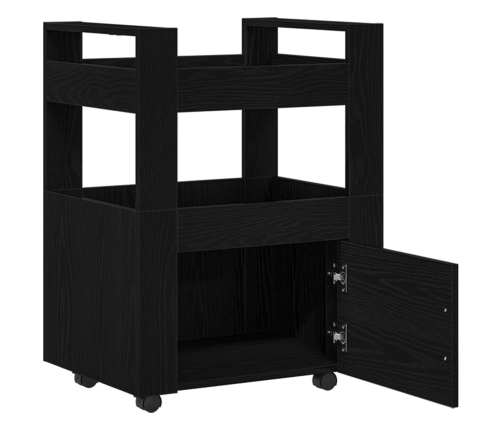 Virtuves Ratiņi Melna Ozolkoka 60X45X80 Cm Inženierijas Koks Vidaxl