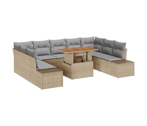 10 Gab. Dārza Dīvānu Komplekts Ar Spilveniem Bēšs Poli Rotangpalma Vidaxl