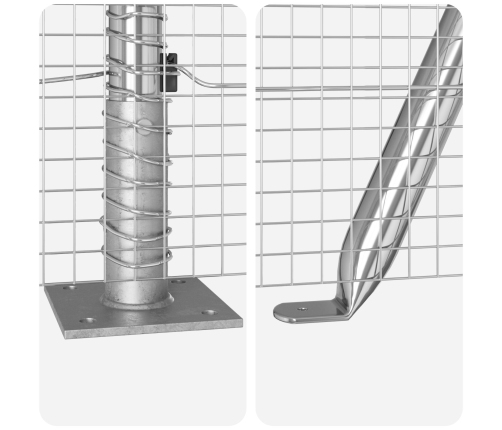 Veltīts Stiepļu Žogs Ar 13 Flanged Stabiem 1.5X50 M Galvanizētā Tēraudā Vidaxl