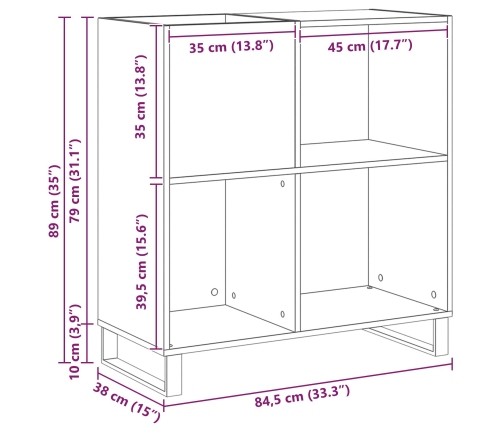 Vinila Skapis Vecais Koks 84.5X38X90 Cm Vidaxl