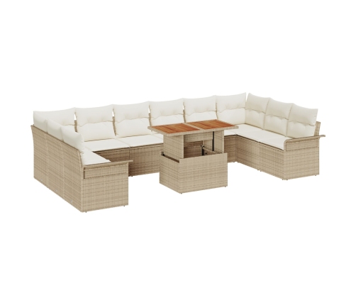 11 Daļu Dārza Ēdamgalds Ar Spilveniem Bēšs Poliratanis Akācija Vidaxl