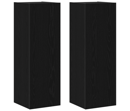 12 Daļu Tv Skapīšu Komplekts, Sienas Stiprināts, Melna Ozola Inženierijas Koks Vidaxl