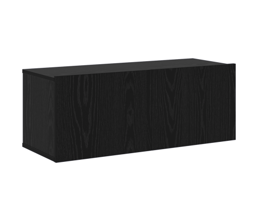 10 Gabalu Tv Skapja Komplekts - Sienā Montēts Melnā Ozola Inženierijas Kokā Vidaxl