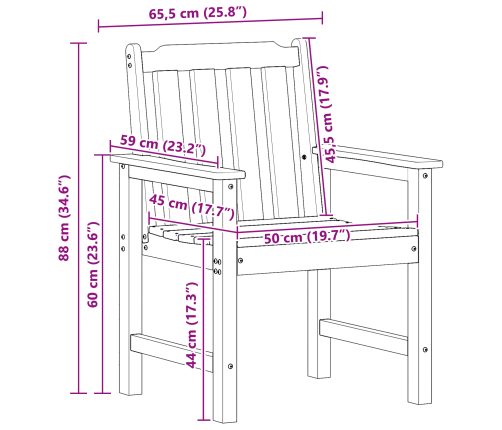 Dārza Krēsli 4 Gab Baltā Krāsā 65.5X55.5X88 Cm Hdpe Vidaxl