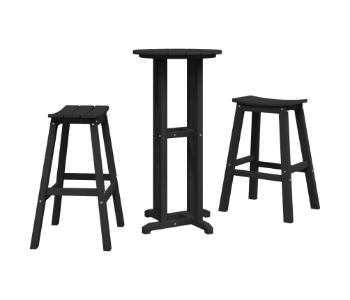 3 Daļu Dārza Bāra Komplekts Melnā Hdpe Vidaxl