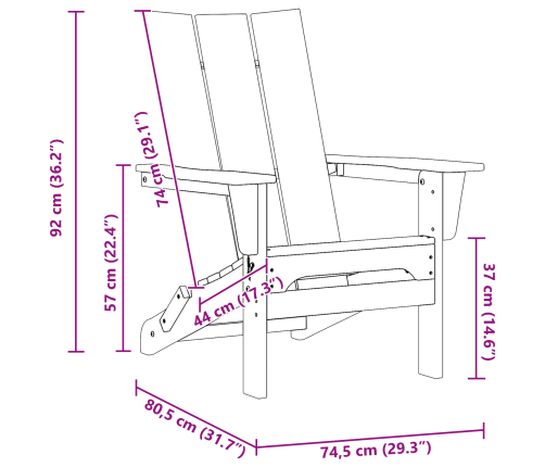 Salokāmie Adirondack Krēsli 2 Gab. Balts 74.5X80.5X90 Cm Hdpe Vidaxl
