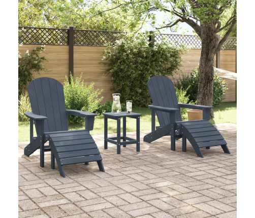 Adirondack Krēsli Ar Kāju Balstiem 2 Gab. Tumši Zils Hdpe Vidaxl