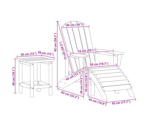 3 Daļu Dārza Atpūtas Komplekts Tumši Zilā Hdpe Vidaxl