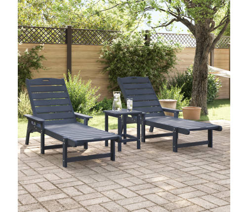 3 Daļu Dārza Atpūtas Komplekts Tumši Zils Hdpe Vidaxl