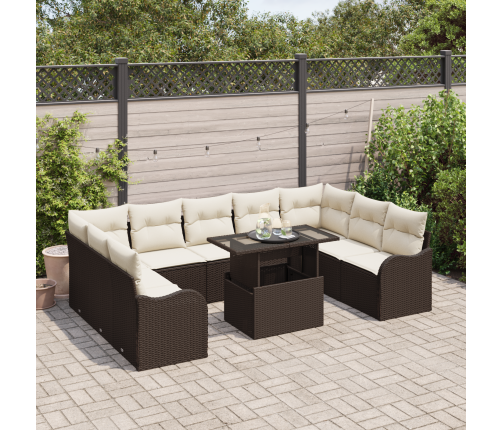 10 Daļu Dārza Dīvānu Komplekts Ar Spilveniem Brūnā Poli Rotangpalmas Vidaxl