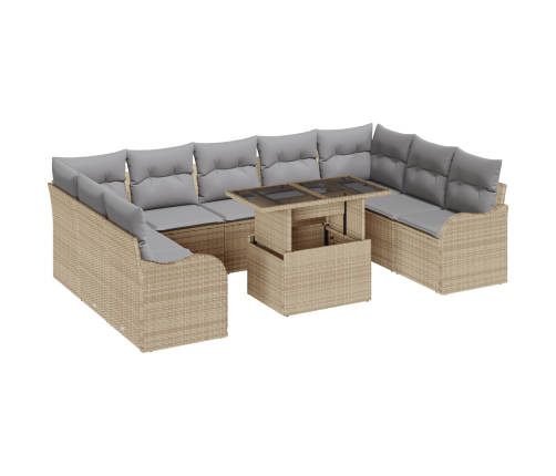 10 Gabalu Dārza Dīvānu Komplekts Ar Spilveniem Bēšs Rotangpalma Vidaxl