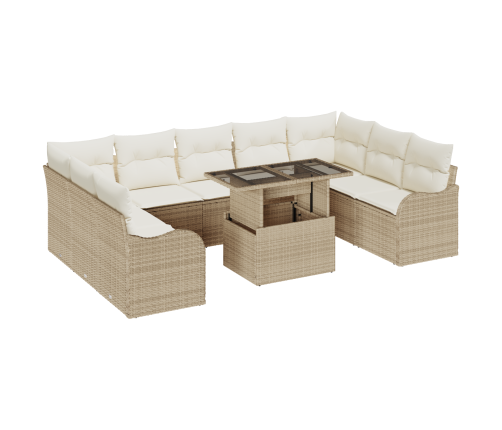 10 Gabalu Dārza Dīvānu Komplekts Ar Spilveniem Bēšā Poli Rotangpalma Vidaxl