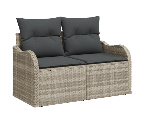 10 Daļu Dārza Dīvānu Komplekts Ar Spilveniem Gaiši Pelēks Pe Rotangpalma Vidaxl